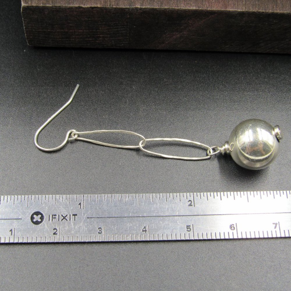 Sterling Silver Medium Orb Long Dangle Earrings - image 6